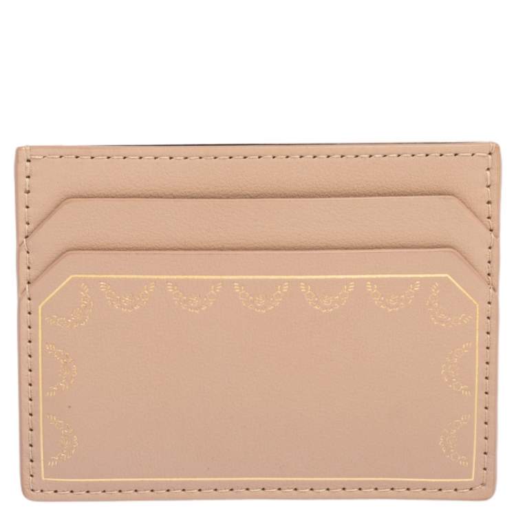 Pre Owned Cartier Beige Leather Simple Card Holder 