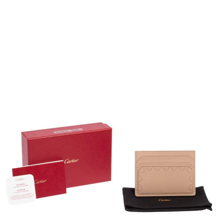 Pre Owned Cartier Beige Leather Simple Card Holder 