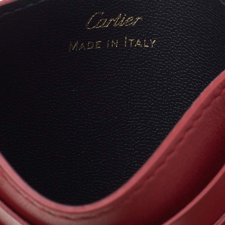 Pre Owned Cartier Red Leather Guirlande de Cartier Card Holder