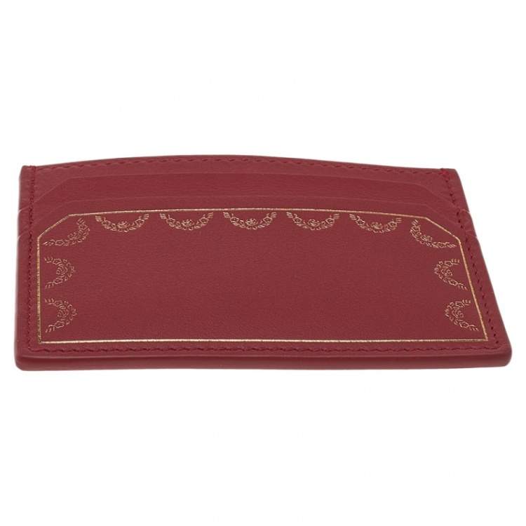 Pre Owned Cartier Red Leather Guirlande de Cartier Card Holder