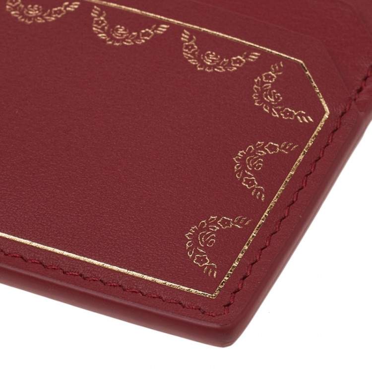 Pre Owned Cartier Red Leather Guirlande de Cartier Card Holder