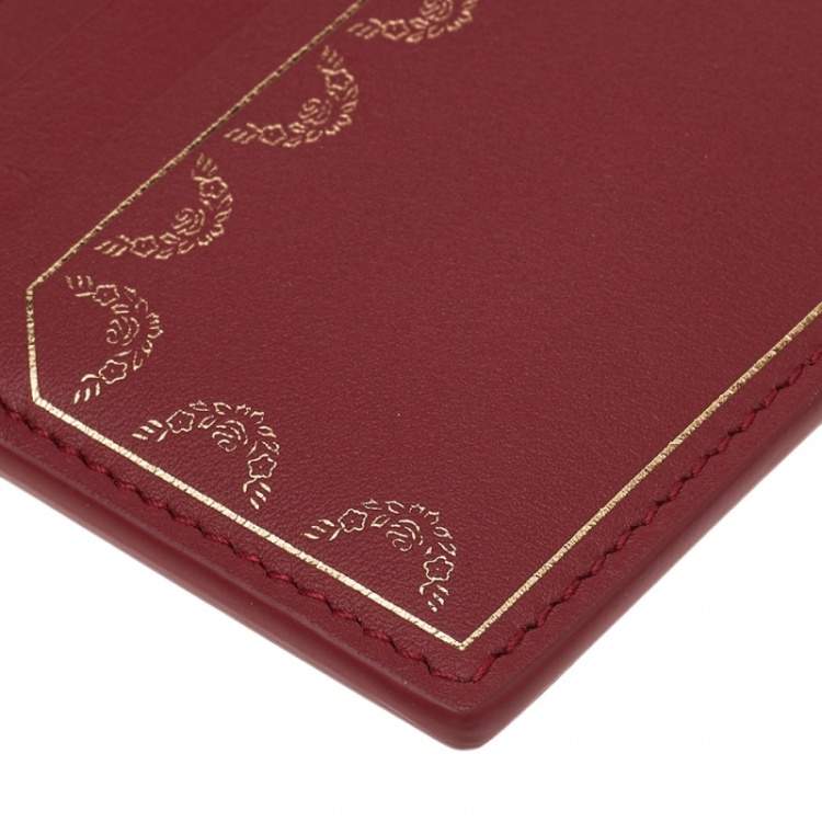 Pre Owned Cartier Red Leather Guirlande de Cartier Card Holder