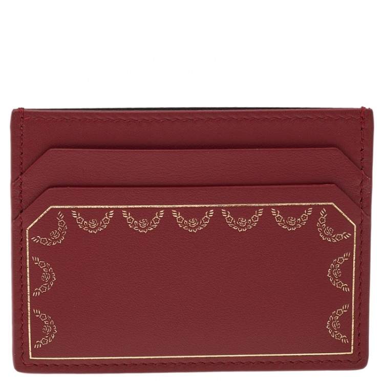 Pre Owned Cartier Red Leather Guirlande de Cartier Card Holder
