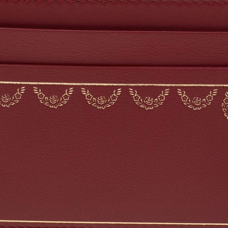 Pre Owned Cartier Red Leather Guirlande de Cartier Card Holder