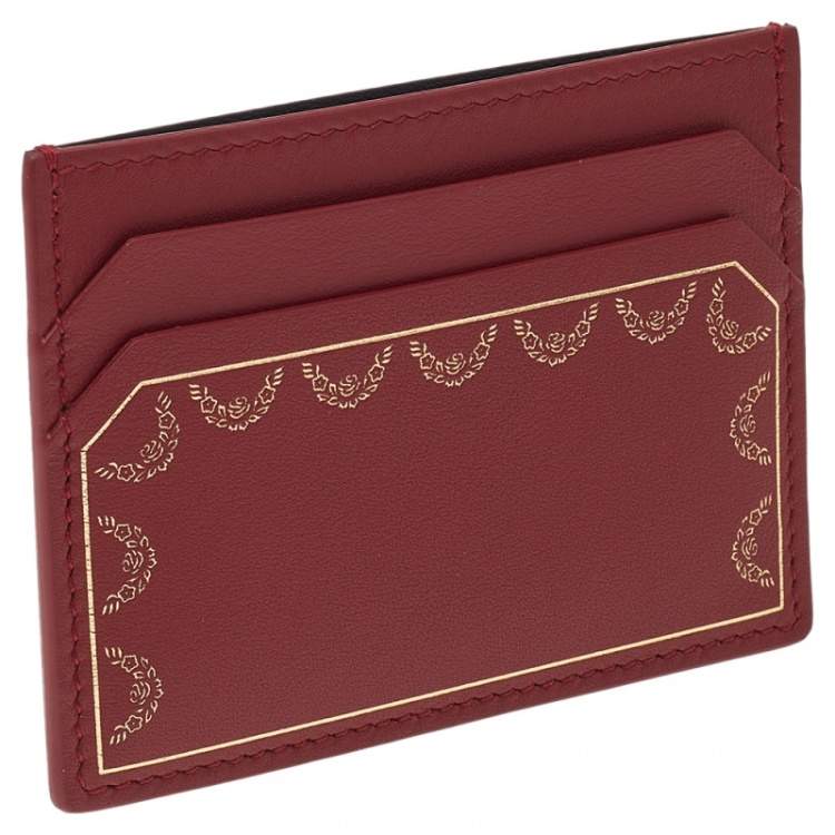 Pre Owned Cartier Red Leather Guirlande de Cartier Card Holder