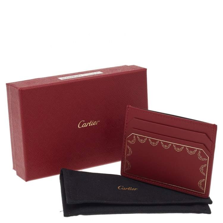 Pre Owned Cartier Red Leather Guirlande de Cartier Card Holder