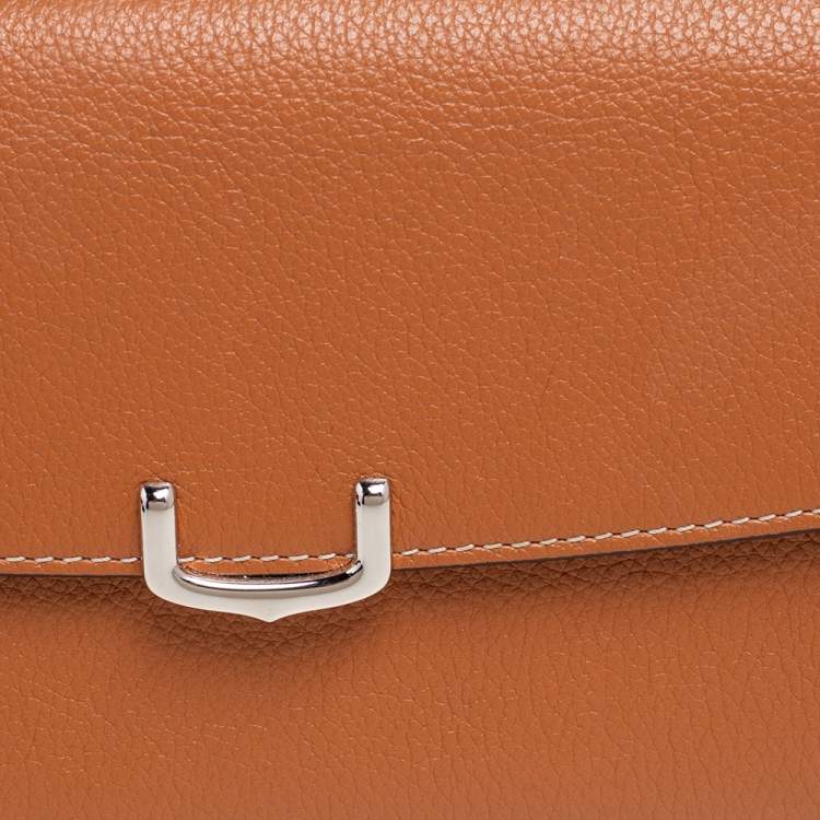 Pre Owned Cartier Tan Leather C De Cartier Continental Wallet