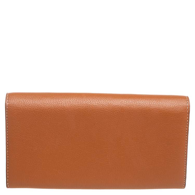 Pre Owned Cartier Tan Leather C De Cartier Continental Wallet