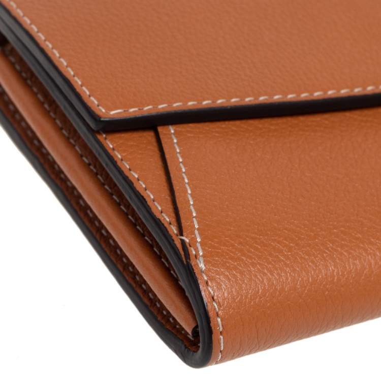 Pre Owned Cartier Tan Leather C De Cartier Continental Wallet