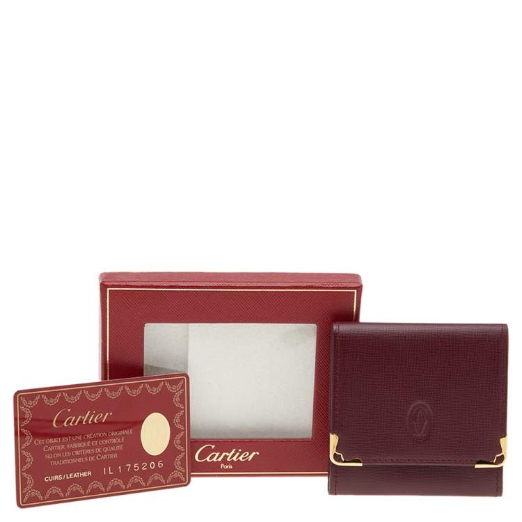 مملوكة مسبقًا Cartier Burgundy Leather Must de Cartier Coin Purse