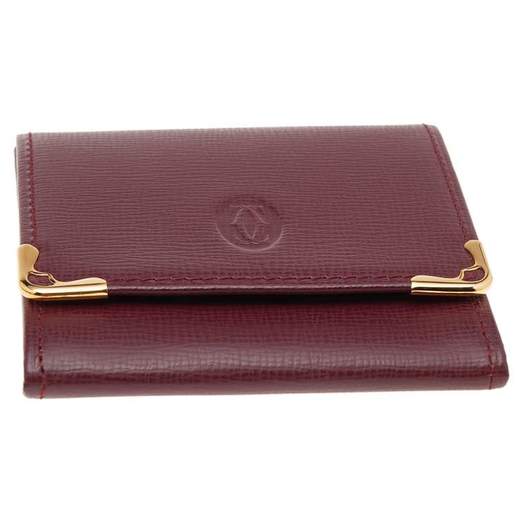 مملوكة مسبقًا Cartier Burgundy Leather Must de Cartier Coin Purse