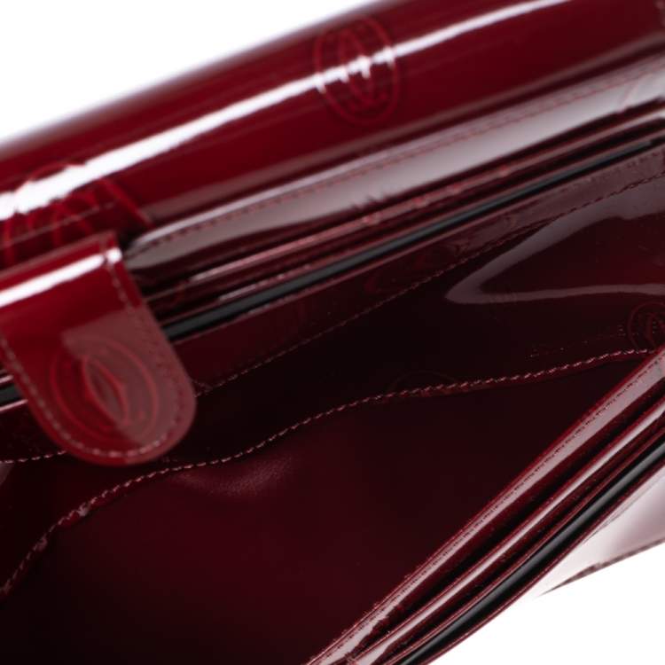 Pre Owned Cartier Red Patent Leather Happy Birthday Continental Wallet