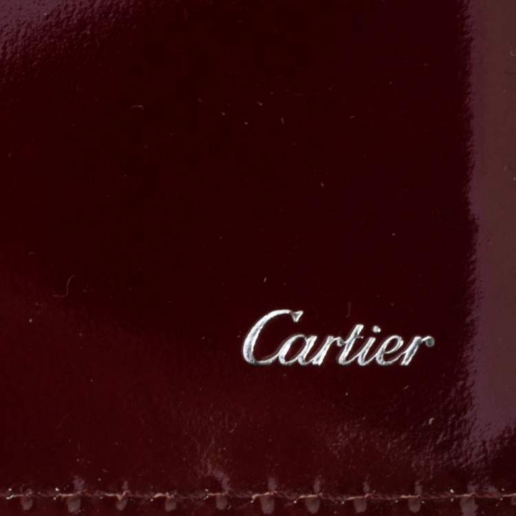 Pre Owned Cartier Red Patent Leather Happy Birthday Continental Wallet