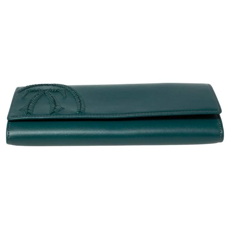 Pre Owned Cartier Green Leather Flap Continental Wallet