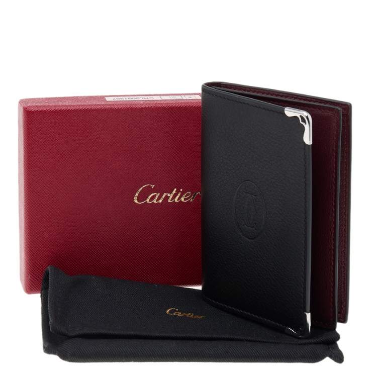 Pre Owned Cartier Black Leather Must de Cartier Card Holder