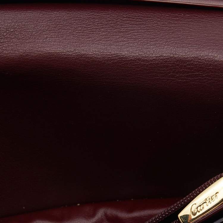 Pre Owned Cartier Burgundy Leather Must de Cartier Bifold Long Wallet