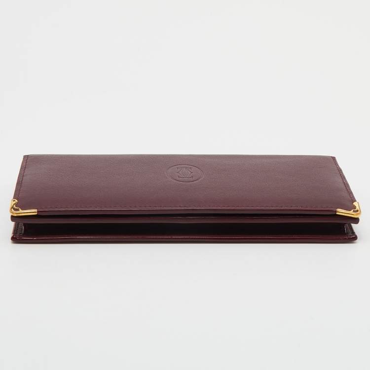 Pre Owned Cartier Burgundy Leather Must de Cartier Bifold Long Wallet