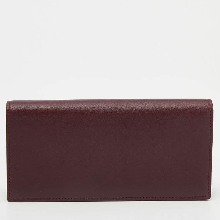 Pre Owned Cartier Burgundy Leather Must de Cartier Bifold Long Wallet