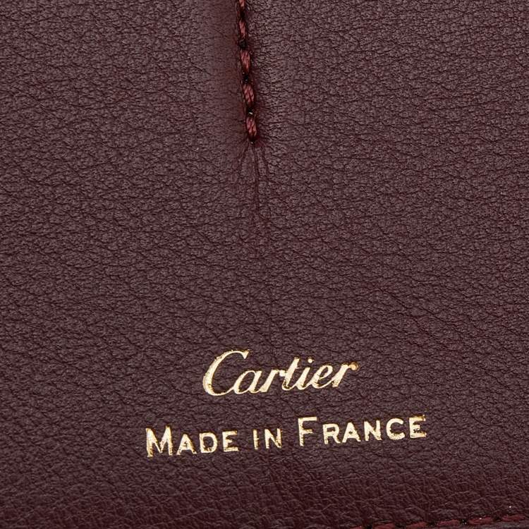Pre Owned Cartier Burgundy Leather Must de Cartier Bifold Long Wallet