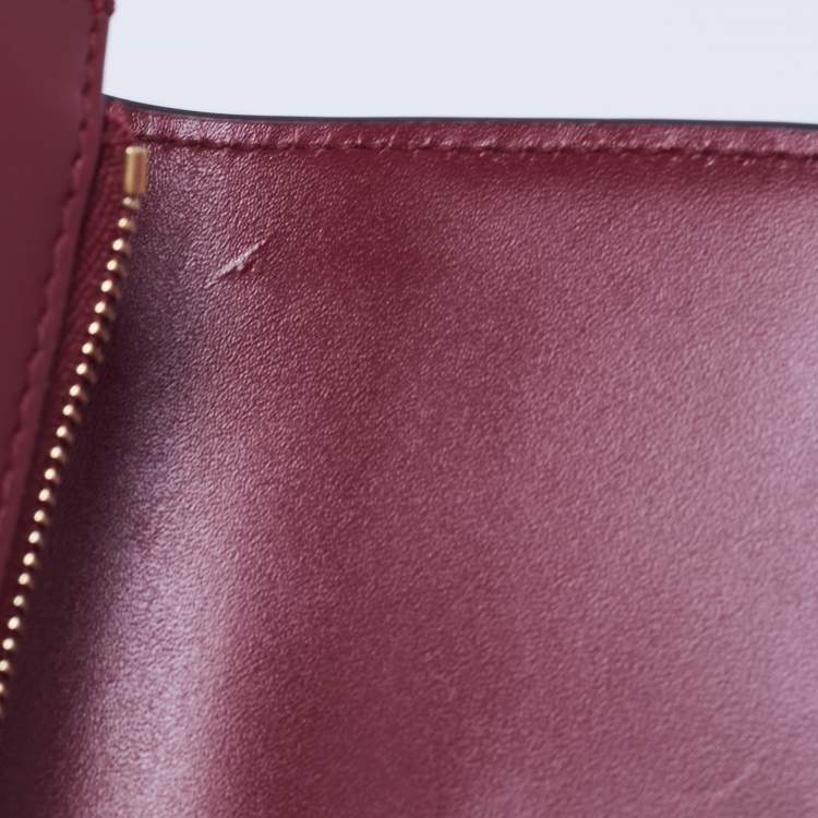 مملوكة مسبقًا Cartier Burgundy Leather Double C de Cartier Mini Wallet
