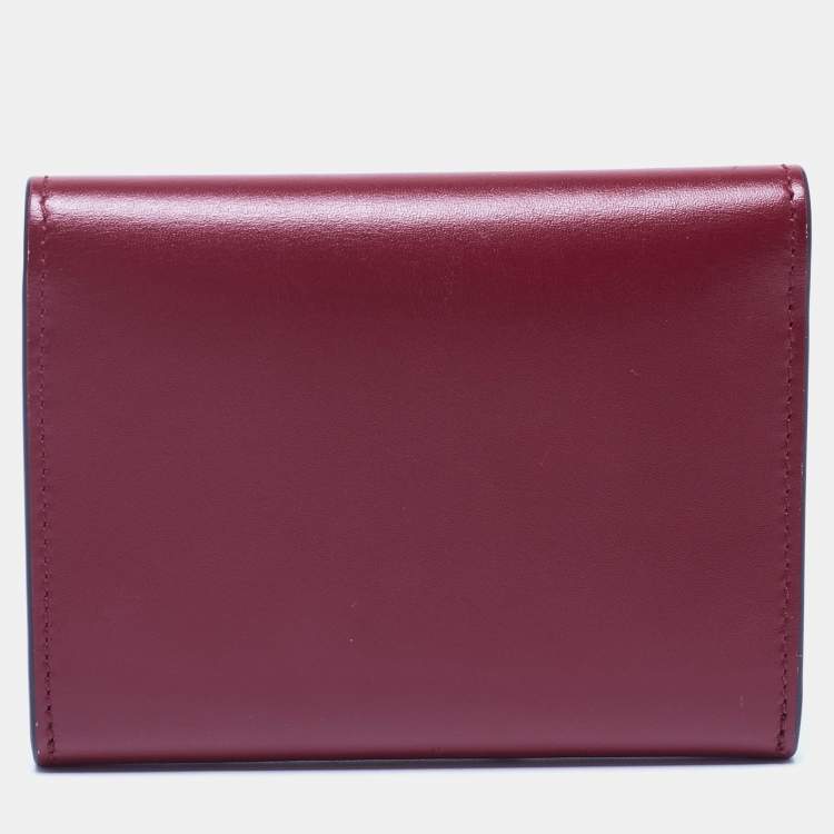 مملوكة مسبقًا Cartier Burgundy Leather Double C de Cartier Mini Wallet