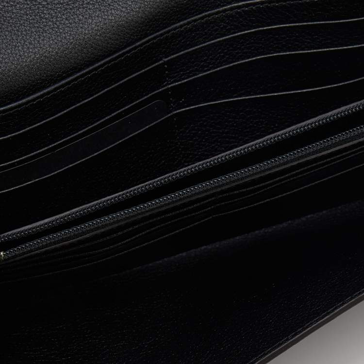 Pre Owned Cartier Black Leather C De Cartier Continental Wallet