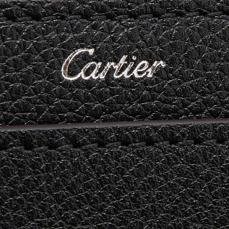 Pre Owned Cartier Black Leather C De Cartier Continental Wallet