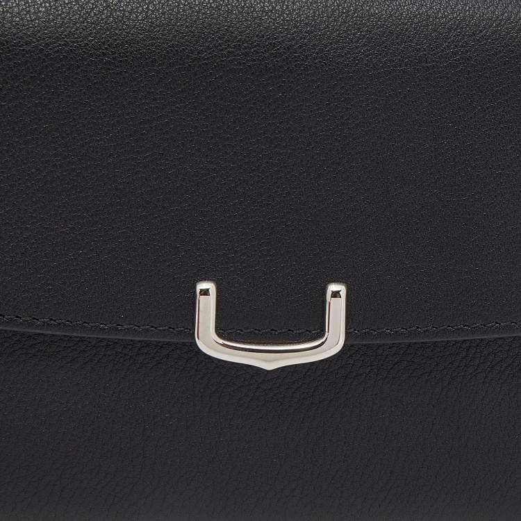 Pre Owned Cartier Black Leather C De Cartier Continental Wallet
