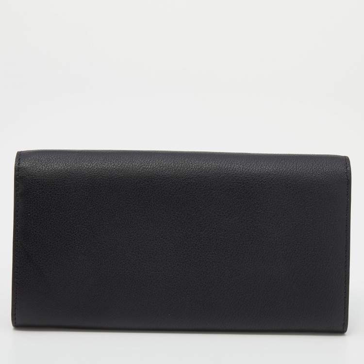 Pre Owned Cartier Black Leather C De Cartier Continental Wallet