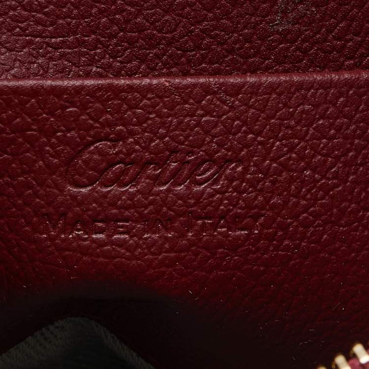 Pre Owned Cartier Burgundy Leather C De Cartier Clutch