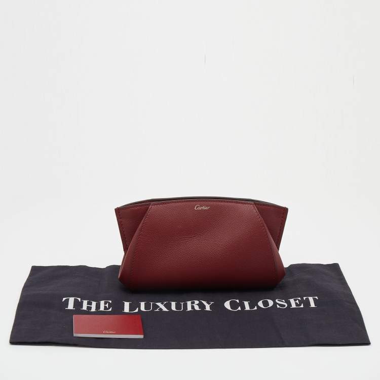 Pre Owned Cartier Burgundy Leather C De Cartier Clutch