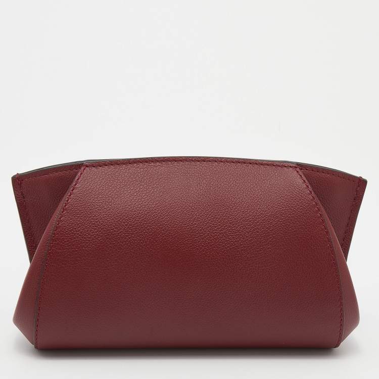 Pre Owned Cartier Burgundy Leather C De Cartier Clutch