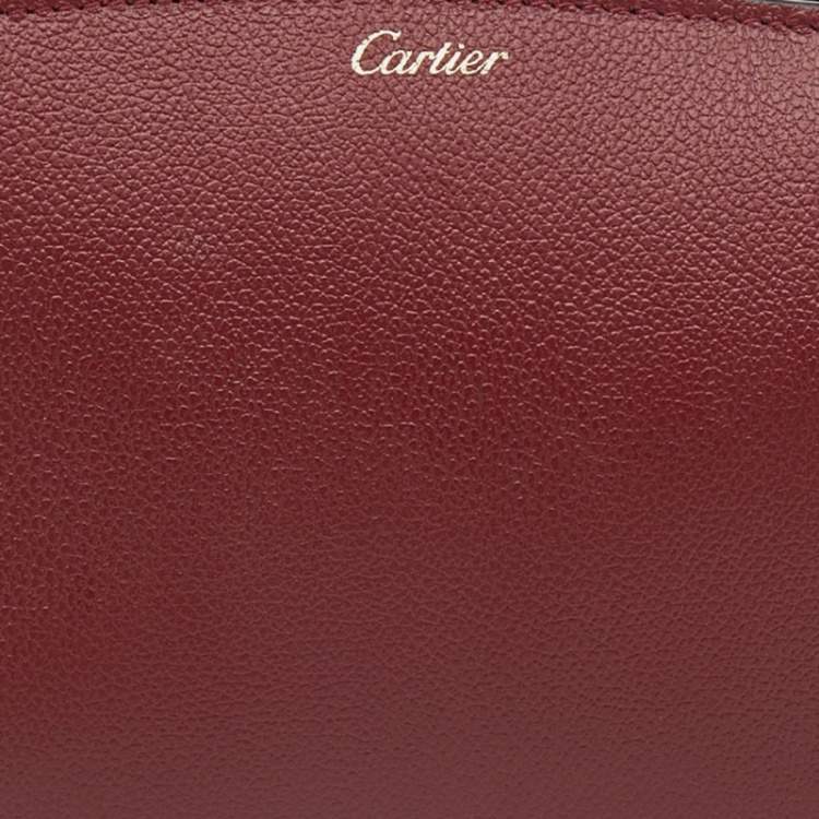 Pre Owned Cartier Burgundy Leather C De Cartier Clutch