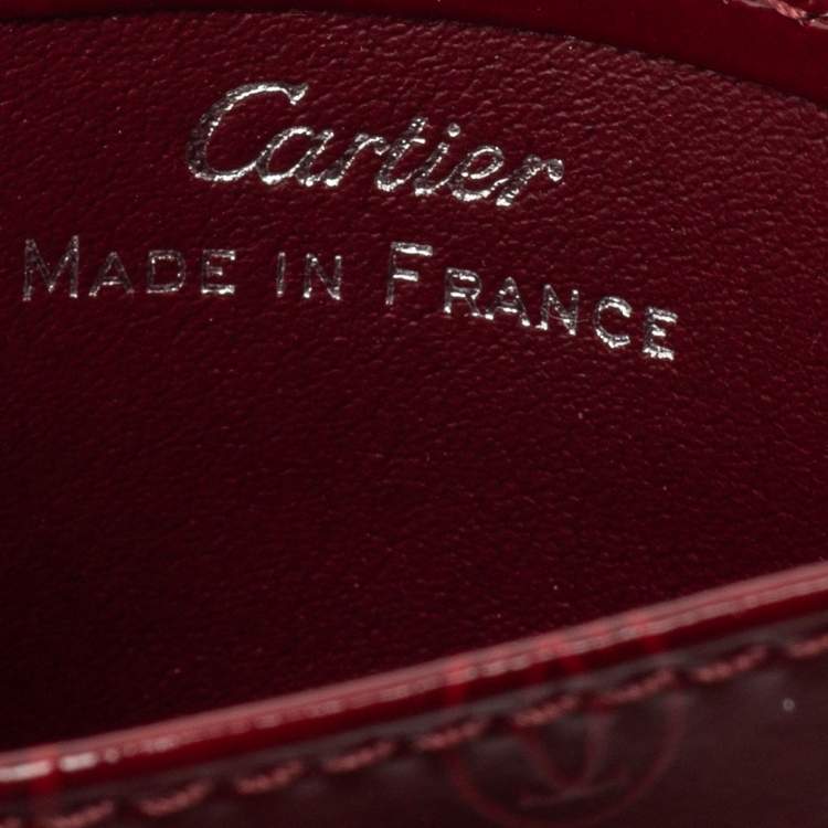 Pre Owned Cartier Red Patent Leather Happy Birthday Card Holder