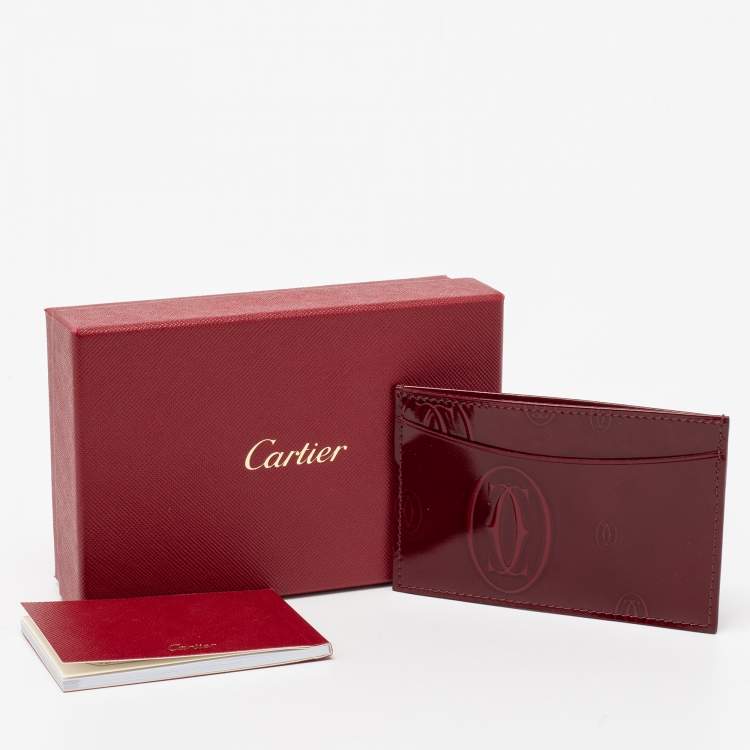 Pre Owned Cartier Red Patent Leather Happy Birthday Card Holder