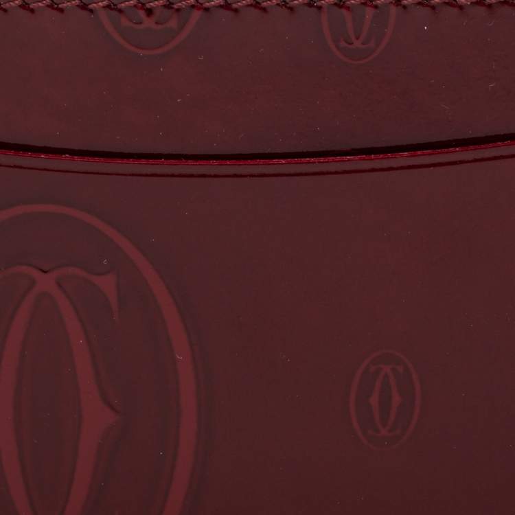 Pre Owned Cartier Red Patent Leather Happy Birthday Card Holder