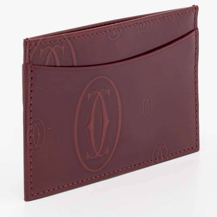 Pre Owned Cartier Red Patent Leather Happy Birthday Card Holder