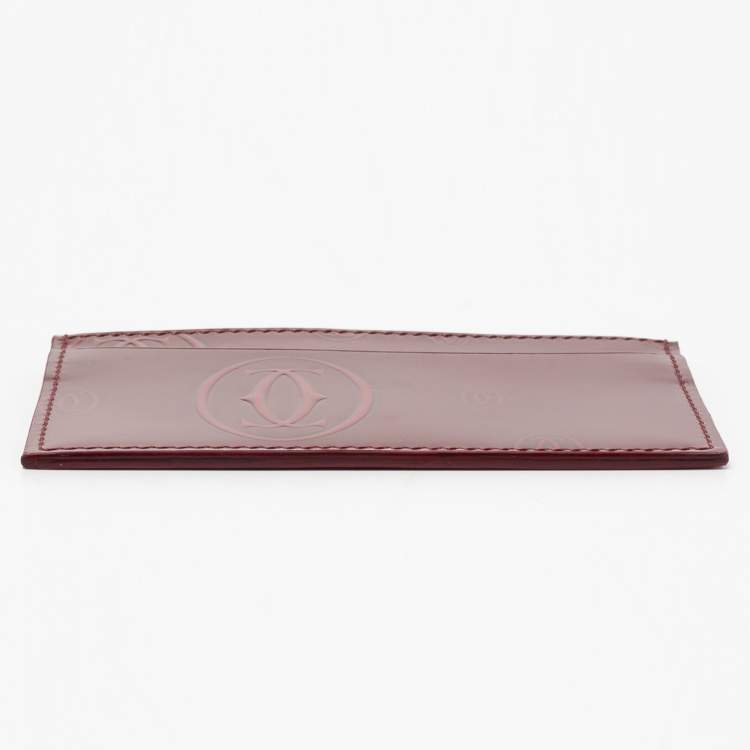 Pre Owned Cartier Red Patent Leather Happy Birthday Card Holder