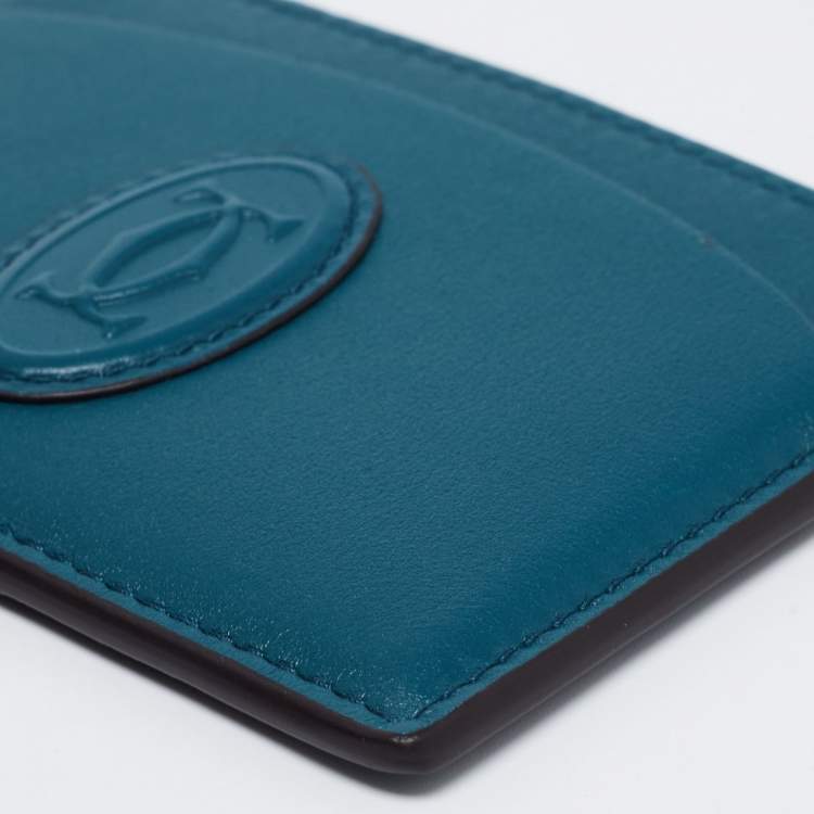 Pre Owned Cartier Peacock Green Leather Must de Cartier Simple Card Holder