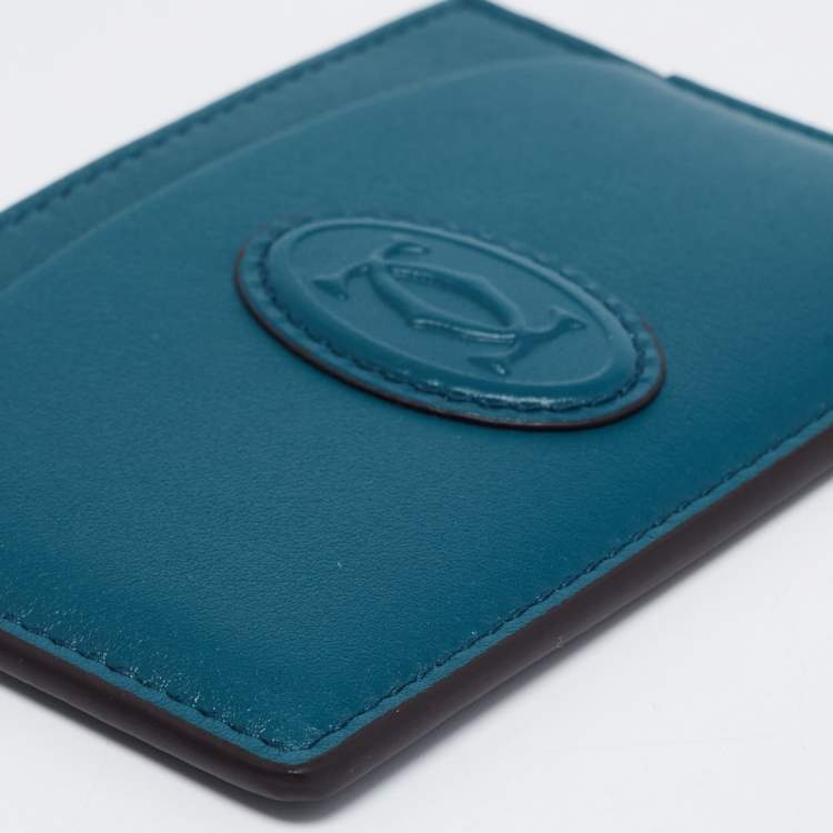 Pre Owned Cartier Peacock Green Leather Must de Cartier Simple Card Holder