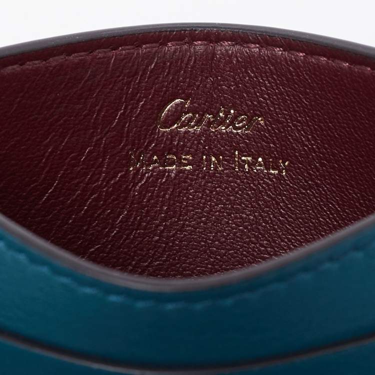 Pre Owned Cartier Peacock Green Leather Must de Cartier Simple Card Holder