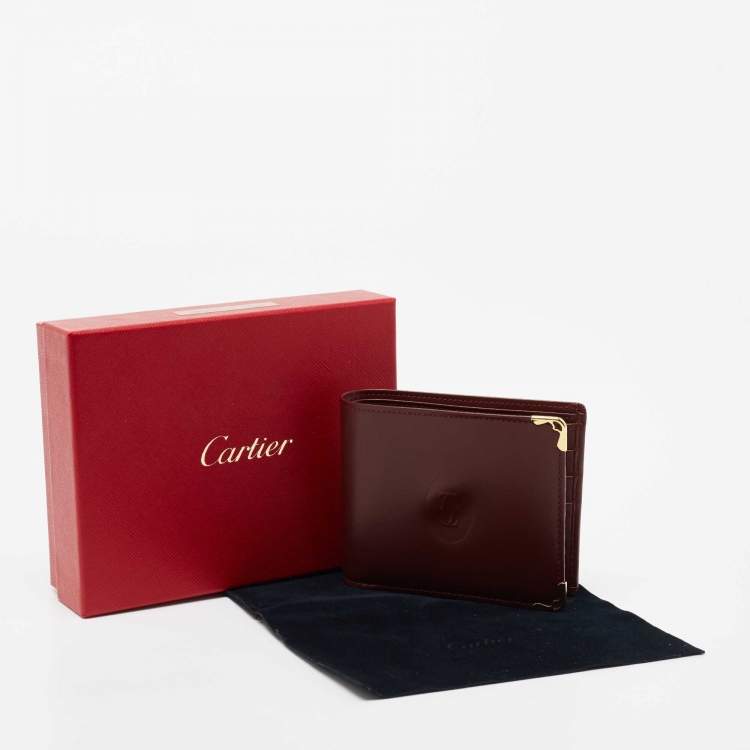 Pre Owned Cartier Burgundy Leather Must de Cartier Wallet