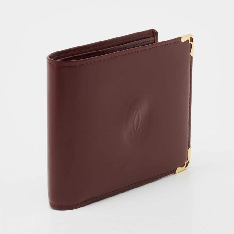 Pre Owned Cartier Burgundy Leather Must de Cartier Wallet