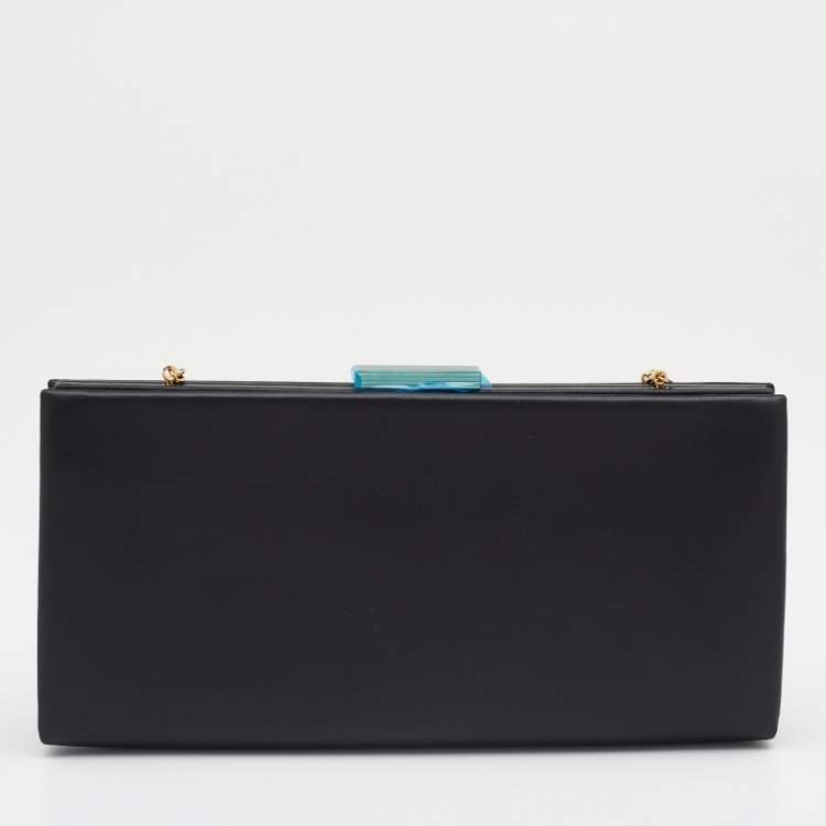 مملوكة مسبقًا Cartier Black Leather Panthere De Cartier Chain Clutch