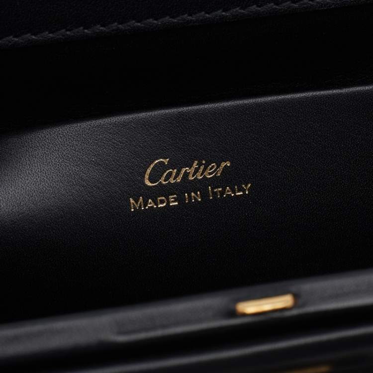 مملوكة مسبقًا Cartier Black Leather Panthere De Cartier Chain Clutch