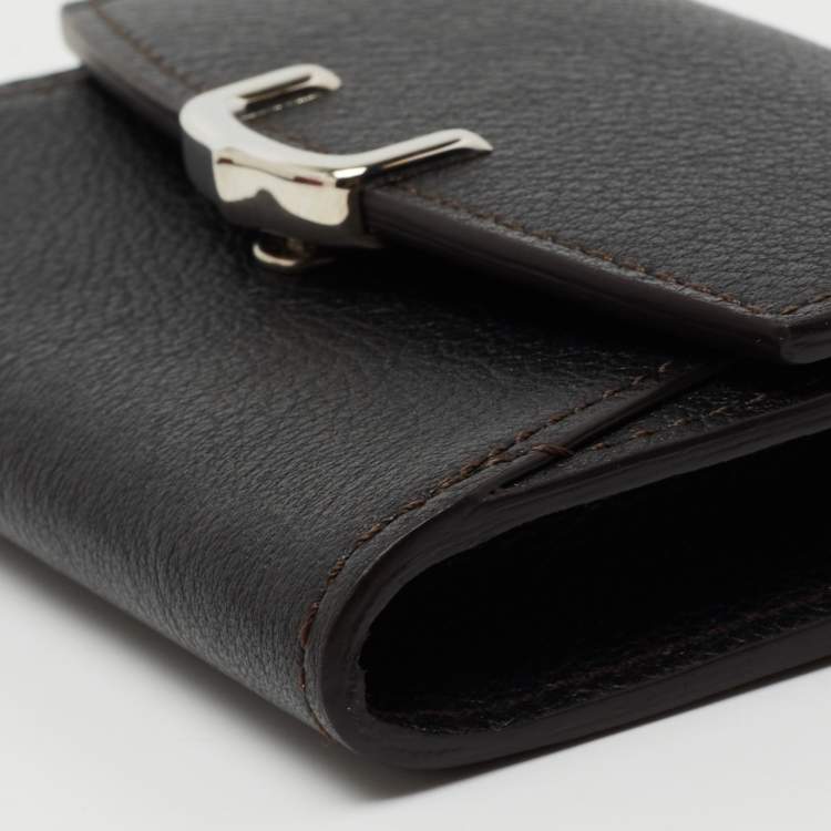 مملوكة مسبقًا Cartier Black Leather C De Cartier Compact Wallet