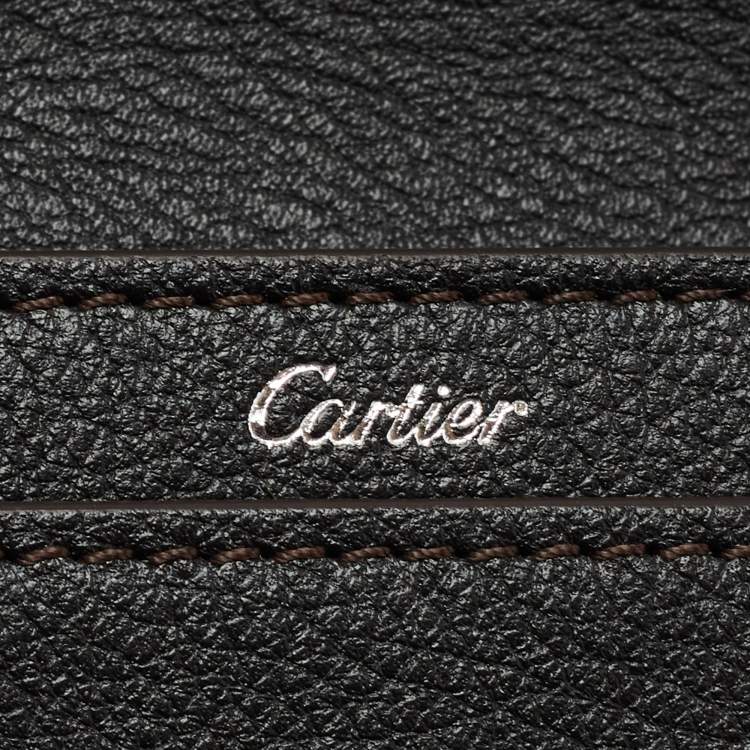 مملوكة مسبقًا Cartier Black Leather C De Cartier Compact Wallet