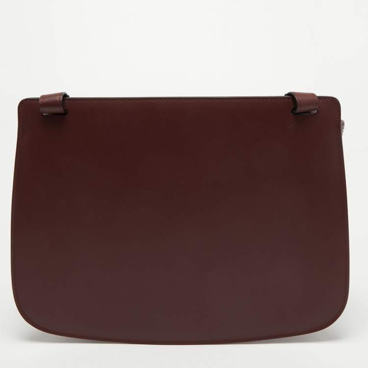 Pre Owned Cartier Maroon Leather Must De Cartier Carnassiere Shoulder Bag