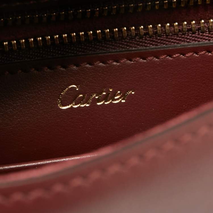 Pre Owned Cartier Maroon Leather Must De Cartier Carnassiere Shoulder Bag