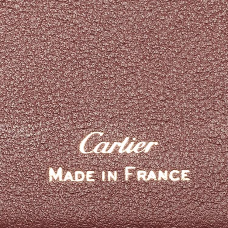Pre Owned Cartier Burgundy Leather Must De Cartier Card Holder
